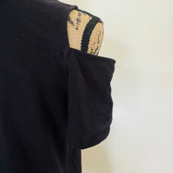 MICHAEL Michael Kors Womens Black Cold Shoulder Short Sleeve Top Sz Large - Picture 5 of 8